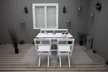 Larios Matgrupp Utomhus + 2 Ihoppfällbara Utestolar + Bänk Utomhus - Vit - Utemöbler & utemiljö - Utegrupp - Matgrupp utomhus