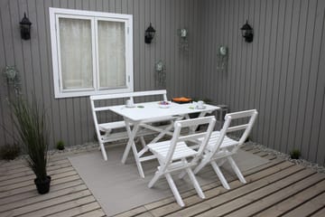 Larios Matgrupp Utomhus + 2 Ihoppfällbara Utestolar + Bänk Utomhus - Vit - Utemöbler & utemiljö - Utegrupp - Matgrupp utomhus