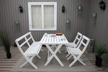 Larios Matgrupp Utomhus + 2 Ihoppfällbara Utestolar + Bänk Utomhus - Vit - Utemöbler & utemiljö - Utegrupp - Matgrupp utomhus