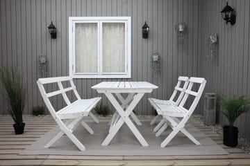 Larios Matgrupp Utomhus + 2 Ihoppfällbara Utestolar + Bänk Utomhus - Vit - Utemöbler & utemiljö - Utegrupp - Matgrupp utomhus