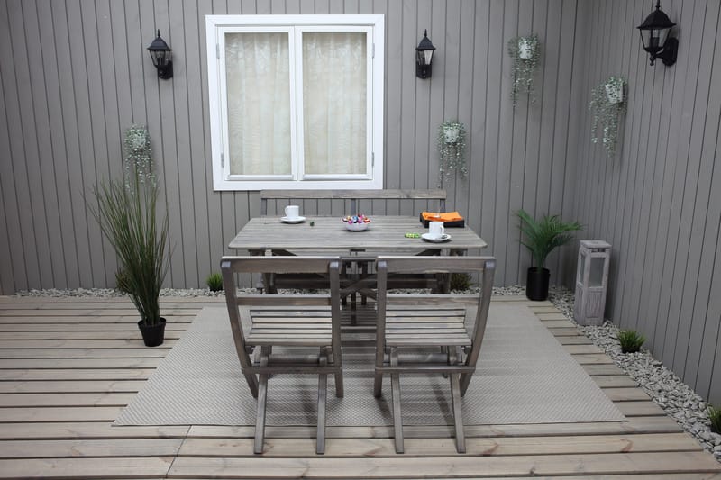Larios Matgrupp Utomhus 76 cm + 2 Matstolar Utomhus + Bänk Utomhus - Grå - Utemöbler & utemiljö - Utegrupp - Matgrupp utomhus