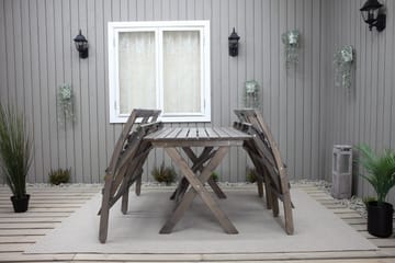 Larios Matgrupp Utomhus 76 cm + 2 Matstolar Utomhus + Bänk Utomhus - Grå - Utemöbler & utemiljö - Utegrupp - Matgrupp utomhus