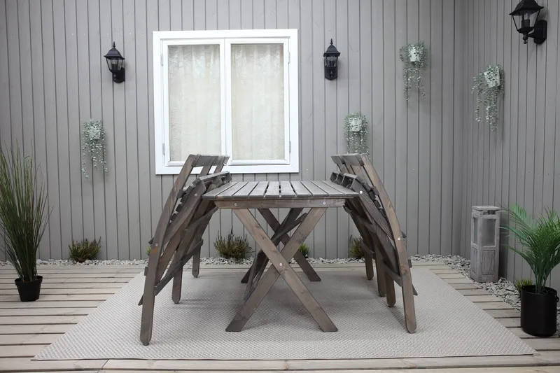 Larios Matgrupp Utomhus 76 cm + 2 Matstolar Utomhus + Bänk Utomhus - Grå - Utemöbler & utemiljö - Utegrupp - Matgrupp utomhus