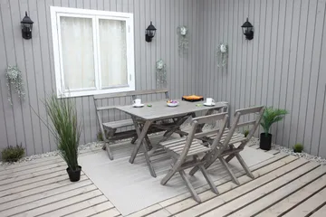 Larios Matgrupp Utomhus 76 cm + 2 Matstolar Utomhus + Bänk Utomhus - Grå - Utemöbler & utemiljö - Utegrupp - Matgrupp utomhus