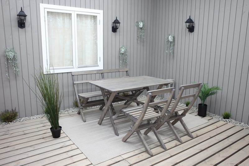 Larios Matgrupp Utomhus 76 cm + 2 Matstolar Utomhus + Bänk Utomhus - Grå - Utemöbler & utemiljö - Utegrupp - Matgrupp utomhus