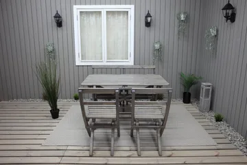 Larios Matgrupp Utomhus 76 cm + 2 Matstolar Utomhus + Bänk Utomhus - Grå - Utemöbler & utemiljö - Utegrupp - Matgrupp utomhus