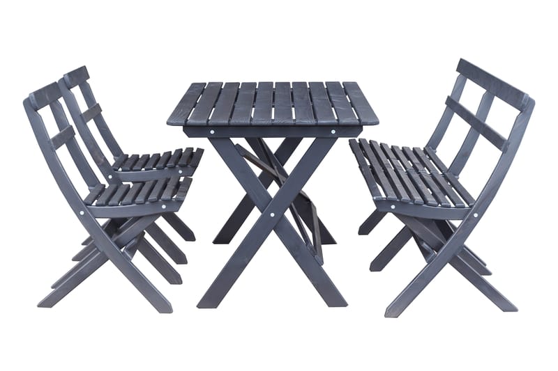 Larios Matgrupp Utomhus 76 cm + 2 Matstolar Utomhus + Bänk Utomhus - Svart - Utemöbler & utemiljö - Utegrupp - Matgrupp utomhus