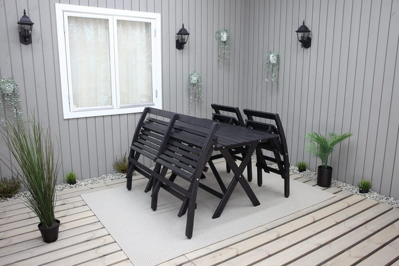 Larios Matgrupp Utomhus 76 cm + 2 Matstolar Utomhus + Bänk Utomhus - Svart - Utemöbler & utemiljö - Utegrupp - Matgrupp utomhus
