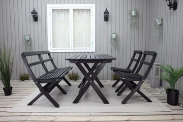 Larios Matgrupp Utomhus 76 cm + 2 Matstolar Utomhus + Bänk Utomhus - Svart - Utemöbler & utemiljö - Utegrupp - Matgrupp utomhus