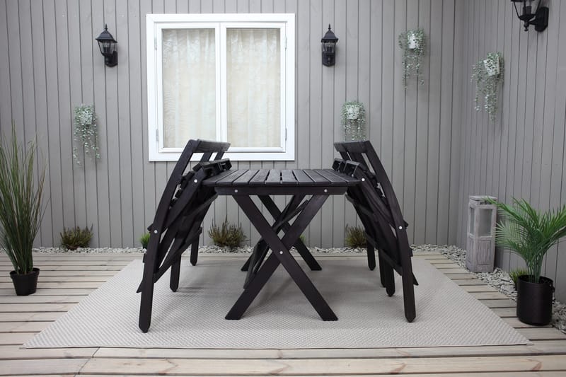 Larios Matgrupp Utomhus 76 cm + 2 Matstolar Utomhus + Bänk Utomhus - Svart - Utemöbler & utemiljö - Utegrupp - Matgrupp utomhus