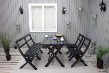 Larios Matgrupp Utomhus 76 cm + 2 Matstolar Utomhus + Bänk Utomhus - Svart - Utemöbler & utemiljö - Utegrupp - Matgrupp utomhus