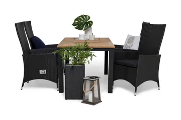 Las Vegas Matgrupp 152-210 + 4 Jenny Ställbar Fåtölj - Inkl Dyna Svart/Teak/Svart/Grå - Utemöbler & utemiljö - Utegrupp - Matgrupp utomhus