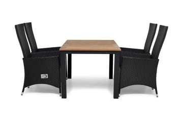 Las Vegas Matgrupp Utomhus 152-210 + 4 Jenny Ställbar Fåtölj - Inkl Dyna Svart/Teak/Svart - Utemöbler & utemiljö - Utegrupp - Matgrupp utomhus