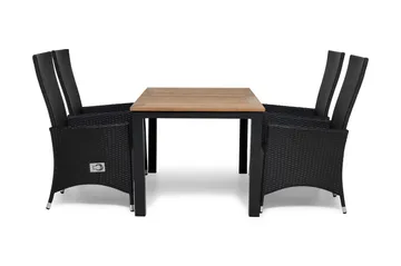 Las Vegas Matgrupp Utomhus 152-210 + 4 Jenny Ställbar Fåtölj - Inkl Dyna Svart/Teak/Svart - Utemöbler & utemiljö - Utegrupp - Matgrupp utomhus