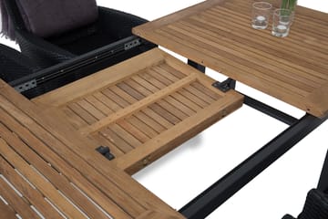 Las Vegas Matgrupp Utomhus 152-210 + 4 Thor Fåtölj - Svart/Teak - Utemöbler & utemiljö - Utegrupp - Matgrupp utomhus