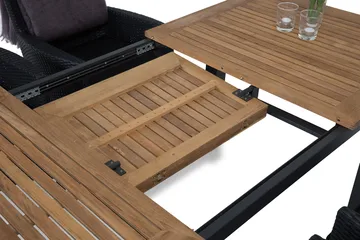 Las Vegas Matgrupp Utomhus 152-210 + 4 Thor Fåtölj - Svart/Teak - Utemöbler & utemiljö - Utegrupp - Matgrupp utomhus