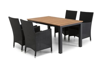 Las Vegas Matgrupp Utomhus 152-210 + 4 Thor Fåtölj - Svart/Teak - Utemöbler & utemiljö - Utegrupp - Matgrupp utomhus