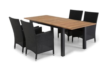 Las Vegas Matgrupp Utomhus 152-210 + 4 Thor Fåtölj - Svart/Teak - Utemöbler & utemiljö - Utegrupp - Matgrupp utomhus