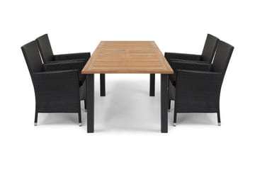 Las Vegas Matgrupp Utomhus 152-210 + 4 Thor Fåtölj - Svart/Teak - Utemöbler & utemiljö - Utegrupp - Matgrupp utomhus