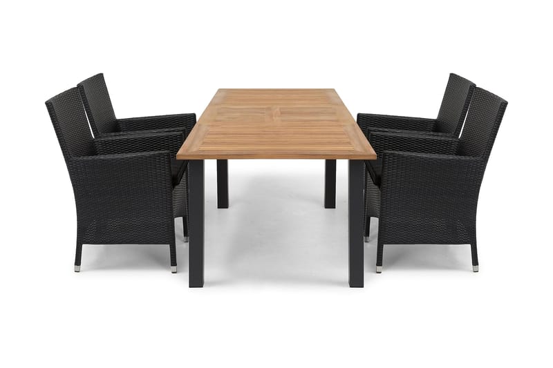 Las Vegas Matgrupp Utomhus 152-210 + 4 Thor Fåtölj - Svart/Teak - Utemöbler & utemiljö - Utegrupp - Matgrupp utomhus