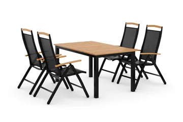 Las Vegas Matgrupp Utomhus 152-210 + 4 Positionsstol Lyx - Svart/Teak - Utemöbler & utemiljö - Utegrupp - Matgrupp utomhus