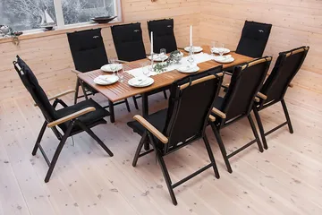 Las Vegas Matgrupp Utomhus 152-210 + 4 Positionsstol Lyx - Svart/Teak - Utemöbler & utemiljö - Utegrupp - Matgrupp utomhus