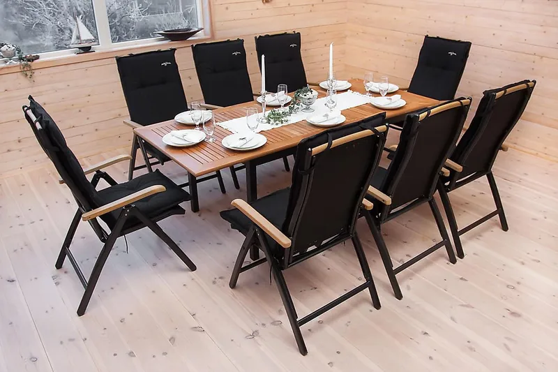 Las Vegas Matgrupp Utomhus 152-210 + 4 Positionsstol Lyx - Svart/Teak - Utemöbler & utemiljö - Utegrupp - Matgrupp utomhus