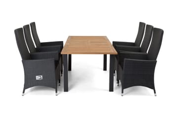 Las Vegas Matgrupp Utomhus 152-210 + 6 Jenny Ställbar Fåtölj - Teak/Svart - Utemöbler & utemiljö - Utegrupp - Matgrupp utomhus