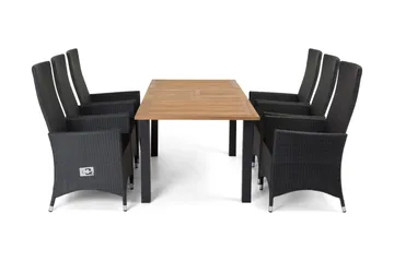 Las Vegas Matgrupp Utomhus 152-210 + 6 Jenny Ställbar Fåtölj - Teak/Svart - Utemöbler & utemiljö - Utegrupp - Matgrupp utomhus