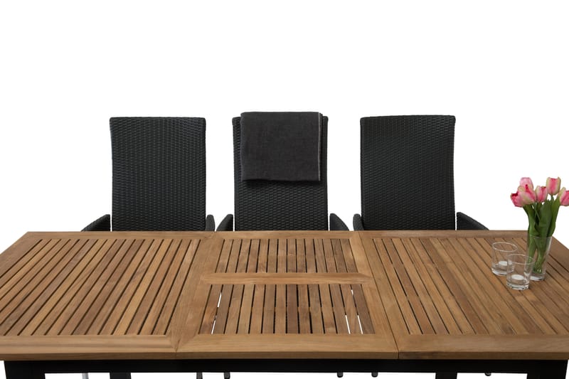 Las Vegas Matgrupp Utomhus 152-210 + 6 Jenny Ställbar Fåtölj - Teak/Svart - Utemöbler & utemiljö - Utegrupp - Matgrupp utomhus