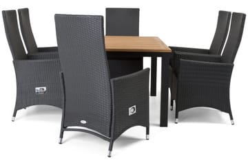 Las Vegas Matgrupp Utomhus 152-210 + 6 Jenny Ställbar Fåtölj - Teak/Svart - Utemöbler & utemiljö - Utegrupp - Matgrupp utomhus