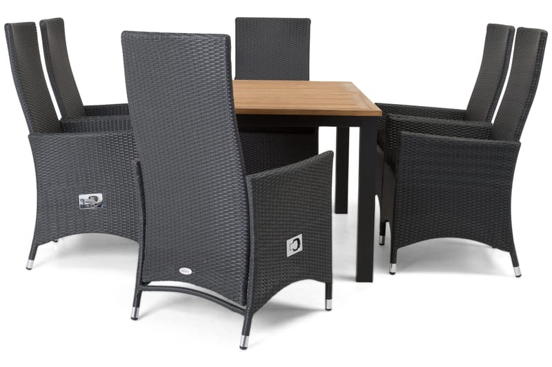 Las Vegas Matgrupp Utomhus 152-210 + 6 Jenny Ställbar Fåtölj - Teak/Svart - Utemöbler & utemiljö - Utegrupp - Matgrupp utomhus