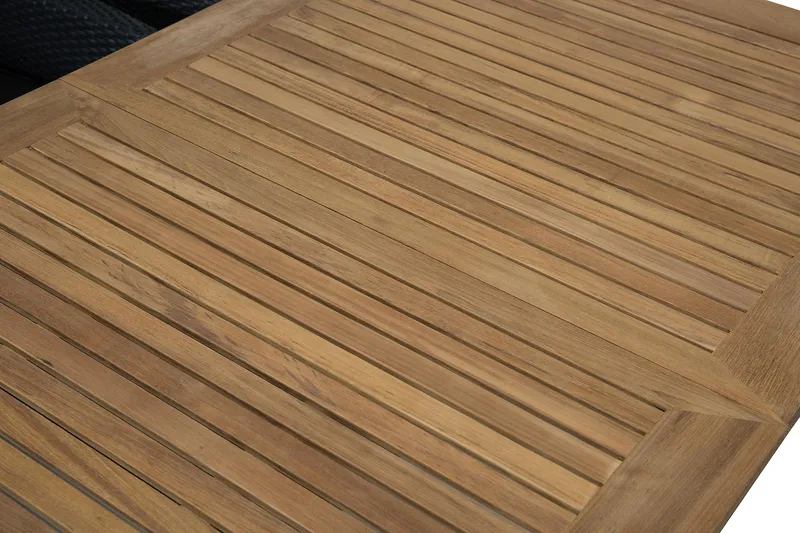 Las Vegas Matgrupp Utomhus 152-210 + 6 Thor Fåtölj - Svart/Teak/Svart - Utemöbler & utemiljö - Utegrupp - Matgrupp utomhus