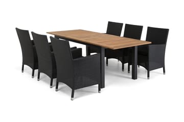 Las Vegas Matgrupp Utomhus 152-210 + 6 Thor Fåtölj - Svart/Teak/Svart - Utemöbler & utemiljö - Utegrupp - Matgrupp utomhus