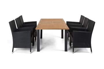 Las Vegas Matgrupp Utomhus 152-210 + 6 Thor Fåtölj - Svart/Teak/Svart - Utemöbler & utemiljö - Utegrupp - Matgrupp utomhus