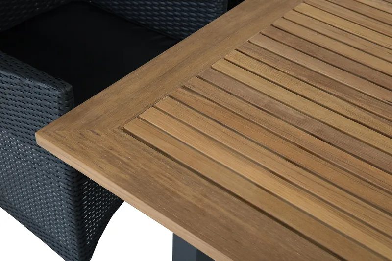 Las Vegas Matgrupp Utomhus 152-210 + 6 Thor Fåtölj - Svart/Teak/Svart - Utemöbler & utemiljö - Utegrupp - Matgrupp utomhus