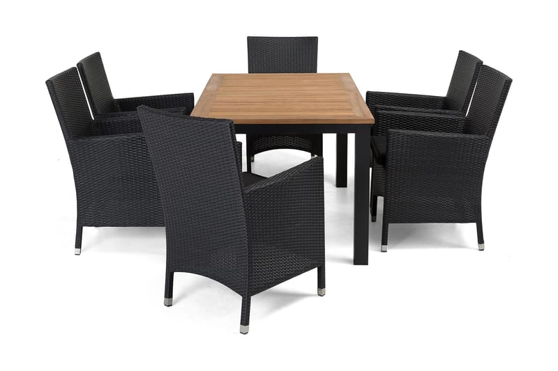 Las Vegas Matgrupp Utomhus 152-210 + 6 Thor Fåtölj - Svart/Teak/Svart - Utemöbler & utemiljö - Utegrupp - Matgrupp utomhus
