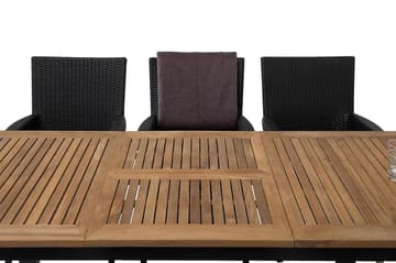 Las Vegas Matgrupp Utomhus 152-210 + 6 Thor Fåtölj - Svart/Teak/Svart - Utemöbler & utemiljö - Utegrupp - Matgrupp utomhus