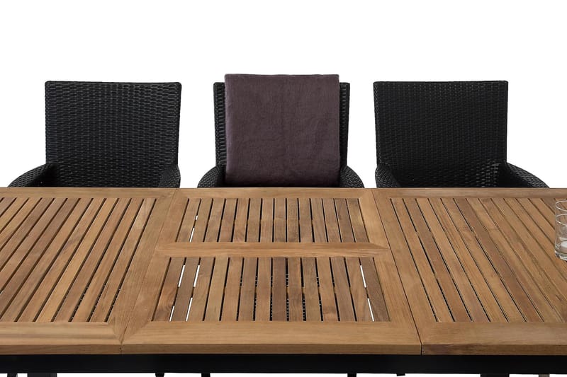 Las Vegas Matgrupp Utomhus 152-210 + 6 Thor Fåtölj - Svart/Teak/Svart - Utemöbler & utemiljö - Utegrupp - Matgrupp utomhus