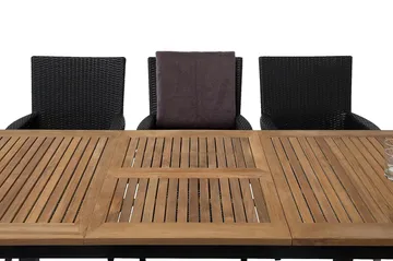 Las Vegas Matgrupp Utomhus 152-210 + 6 Thor Fåtölj - Svart/Teak/Svart - Utemöbler & utemiljö - Utegrupp - Matgrupp utomhus