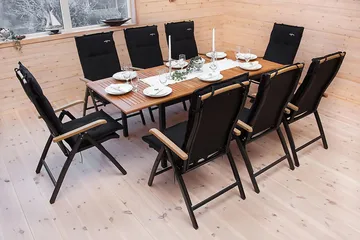 Las Vegas Matgrupp Utomhus 152-210 + 6 Positionsstol Lyx - Svart Teak - Utemöbler & utemiljö - Utegrupp - Matgrupp utomhus