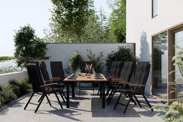 Las Vegas Matgrupp Utomhus 152-210 + 6 Positionsstol Lyx - Svart Teak - Utemöbler & utemiljö - Utegrupp - Matgrupp utomhus