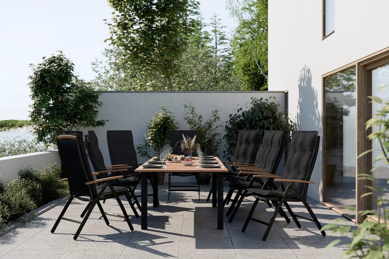 Las Vegas Matgrupp Utomhus 152-210 + 6 Positionsstol Lyx - Svart Teak - Utemöbler & utemiljö - Utegrupp - Matgrupp utomhus