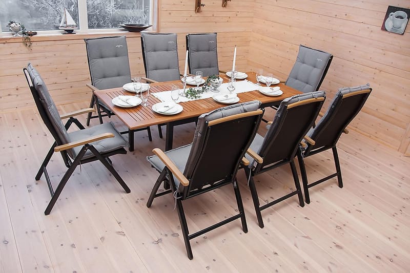 Las Vegas Matgrupp Utomhus 152-210 + 6 Positionsstol Lyx - Svart Teak - Utemöbler & utemiljö - Utegrupp - Matgrupp utomhus