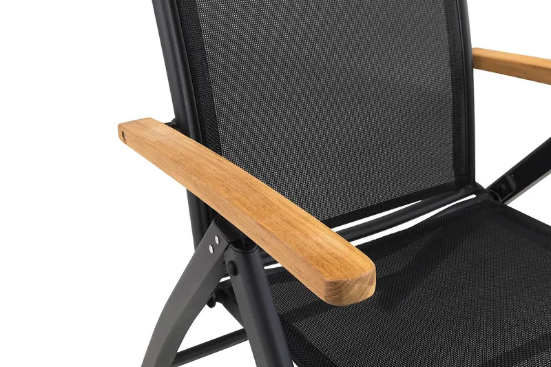 Las Vegas Matgrupp Utomhus 152-210 + 6 Positionsstol Lyx - Svart Teak - Utemöbler & utemiljö - Utegrupp - Matgrupp utomhus