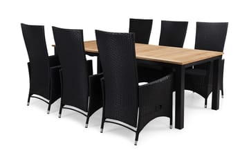 Las Vegas Matgrupp Utomhus 220-280 + 6 Jenny Ställbar Fåtölj - Inkl Dyna Svart/Teak/Svart - Utemöbler & utemiljö - Utegrupp - Matgrupp utomhus