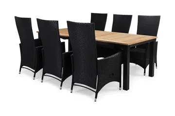 Las Vegas Matgrupp Utomhus 220-280 + 6 Jenny Ställbar Fåtölj - Inkl Dyna Svart/Teak/Svart - Utemöbler & utemiljö - Utegrupp - Matgrupp utomhus