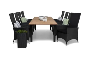 Las Vegas Matgrupp Utomhus 220-280 + 8 Jenny Ställbar Fåtölj - Inkl Dyna Svart/Teak - Utemöbler & utemiljö - Utegrupp - Matgrupp utomhus