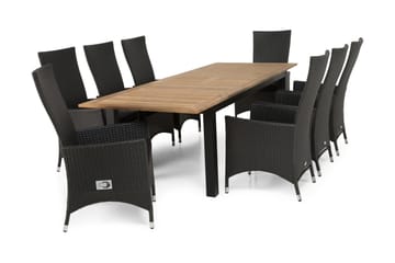Las Vegas Matgrupp Utomhus 220-280 + 8 Jenny Ställbar Fåtölj - Teak/Svart - Utemöbler & utemiljö - Utegrupp - Matgrupp utomhus