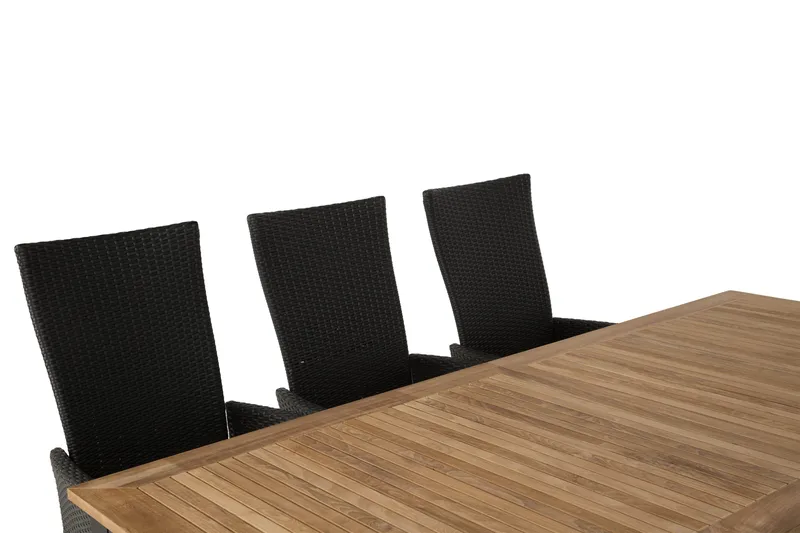 Las Vegas Matgrupp Utomhus 220-280 + 8 Jenny Ställbar Fåtölj - Teak/Svart - Utemöbler & utemiljö - Utegrupp - Matgrupp utomhus